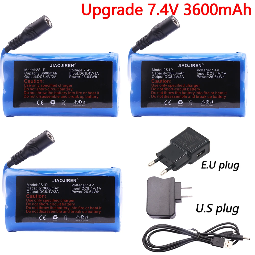 Batteria al litio ricaricabile da 7,4 V 3600 MAH con caricabatterie per apparecchiature di riscaldamento elettrico Guanti riscaldati invernali Batterie Guanti termici