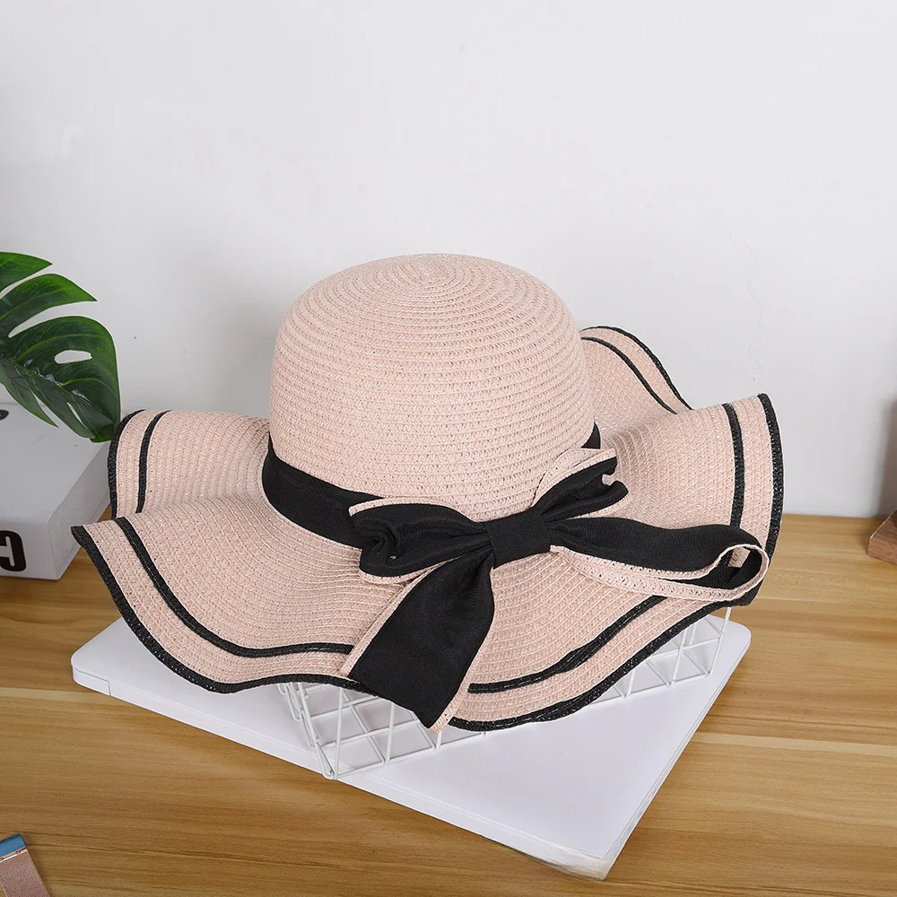 Hat Women\'s Summer Beach Hat Korean easiest for match Foldable Straw Hat Outdoor Travel Vacation Sun Protection Sun Hat