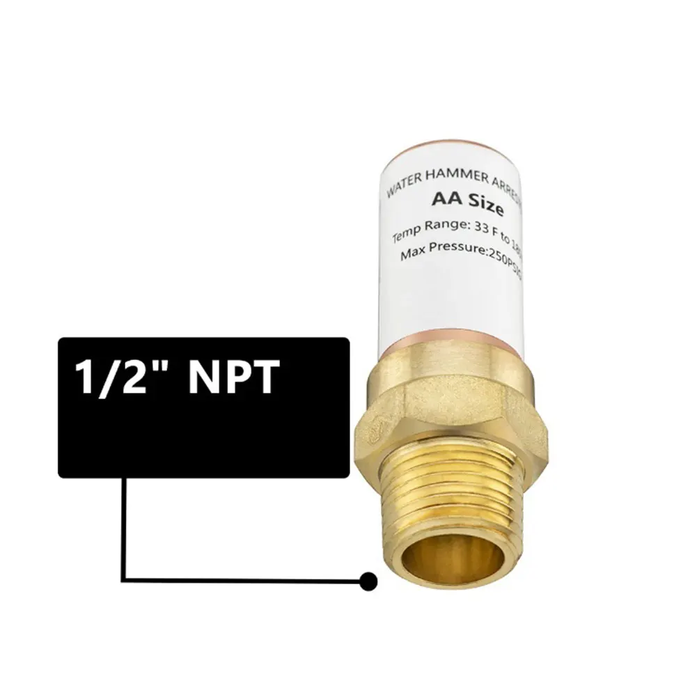 

1/2pcs Stainless Steel Water Hammer Arrestor 1/2 NPT Thread For Water Plumbing Application Straight Water Hammer Eliminator