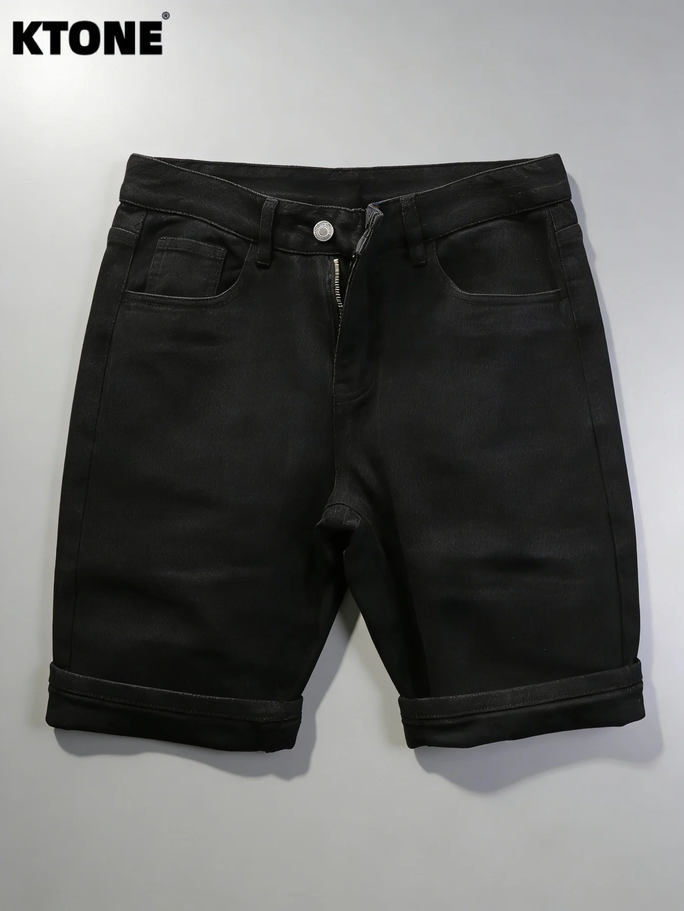Plain Jeans Black Slim Denim Shorts For Man Light Retro Harajuku Style No accessories or belts included