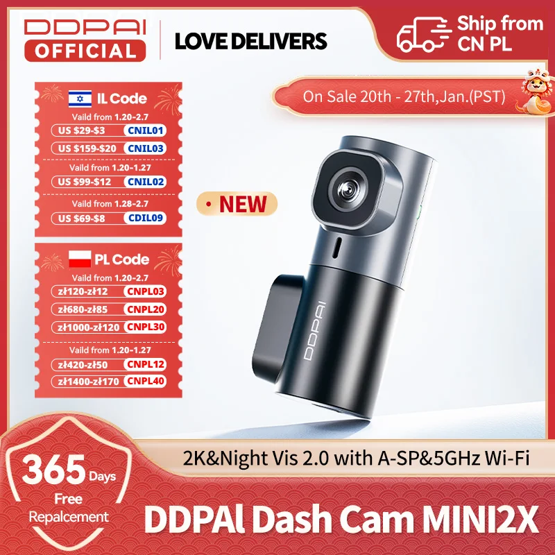 DDPAI 2K Dash Cam MINI2X  5GHz Wifi with ADAS Car DVR Camera Dashcam Night Vision2.0 Dash Camera Recorder 24H Parking Monitor