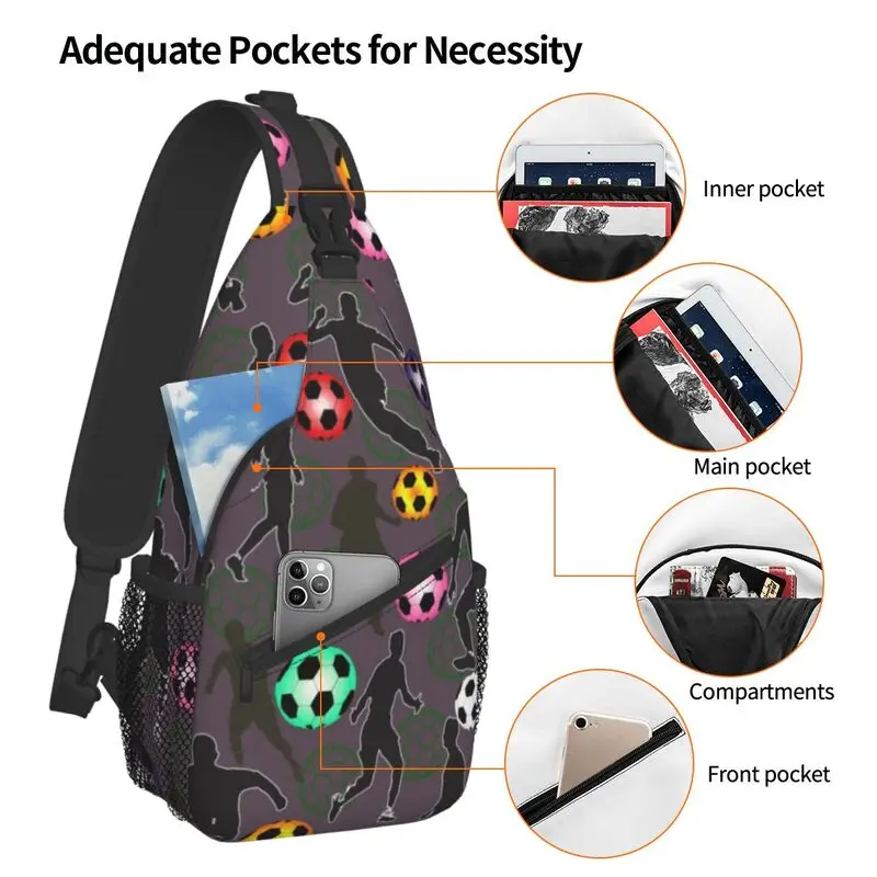 Padrão do jogador de futebol sling sacos para homens moda bola de futebol esportes ombro crossbody peito mochila ciclismo acampamento daypack