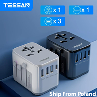 TESSAN Universal Travel Power Adapter with Type C Worldwide USB Travel Adapter International Plug Adapter for EU/UK/USA/AUS