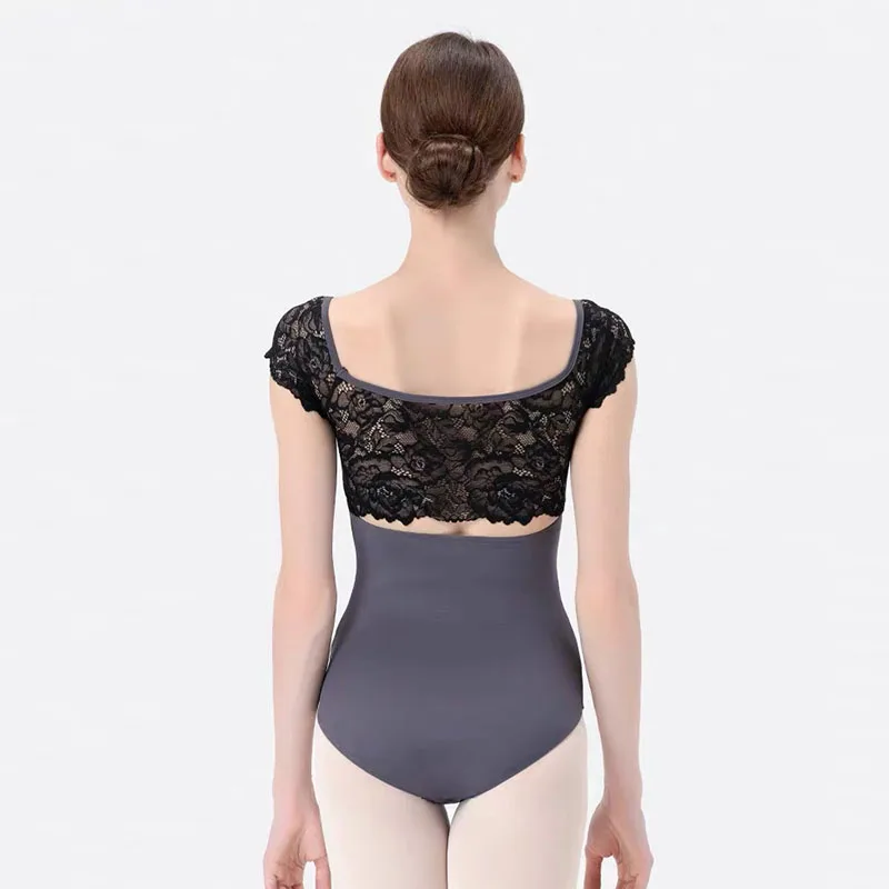 Leotardo de Ballet con espalda descubierta para niñas, Ropa de baile, vestido de bailarina, ropa de ejercicio, traje de gimnasia con cuello cuadrado