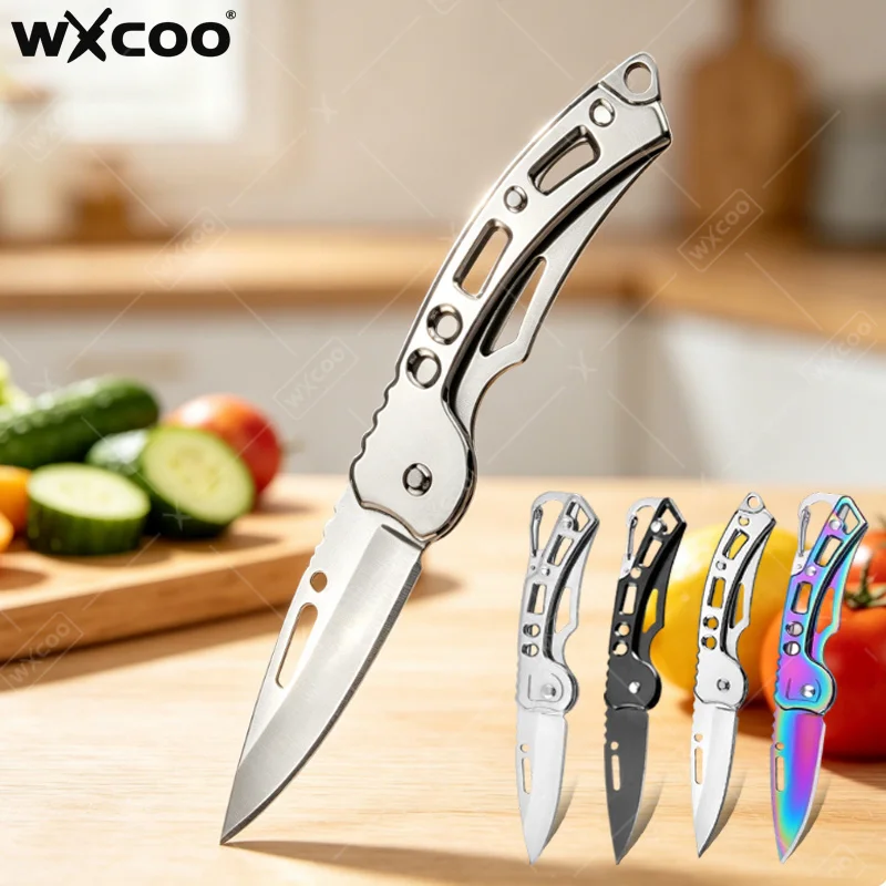 WXCOO Edelstahl Multifunktionales Klappmesser Haushalt Küche Obstschäler mit Rutschfestem Griff Faltbares Taschenmesser