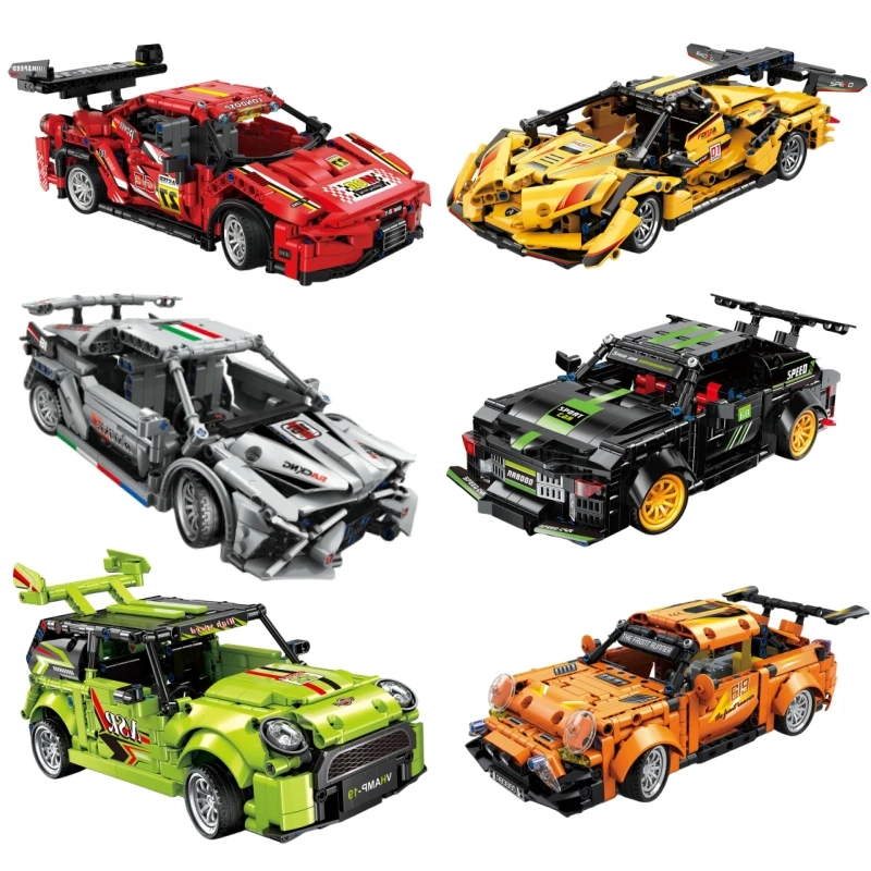 

2024 Hot Pull Back 4 Wheels Drive Technology Mechanical Super Car Building Blocks Set DIY Puzzle Toys for Kids Birthday Gifts