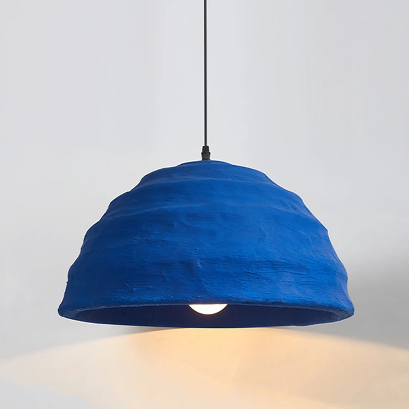 Imagem -03 - Klein Azul Lâmpada Pingente Tigela 49cm Mesa de Jantar Crianças Quarto Cabeceira Pendurado Luz Wabi Sabi Casa Ficar Suspensão Iluminação