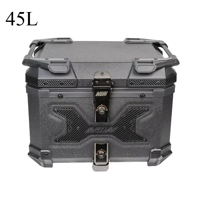 Universal 45L Motorcycle Top Box Tail Rear Luggage Tool Case Waterproof Motorbike Helmet Trunk Box with Bracket Base Plate