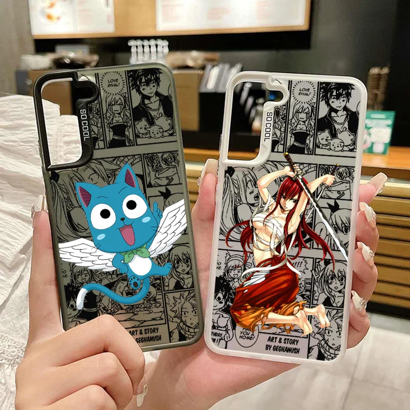 Anime FAIRY TAIL Cool For Samsung Galaxy S24 S23 S22 S21 S20 Plus FE Ultra Colored Silver Plated Inside Phone Case