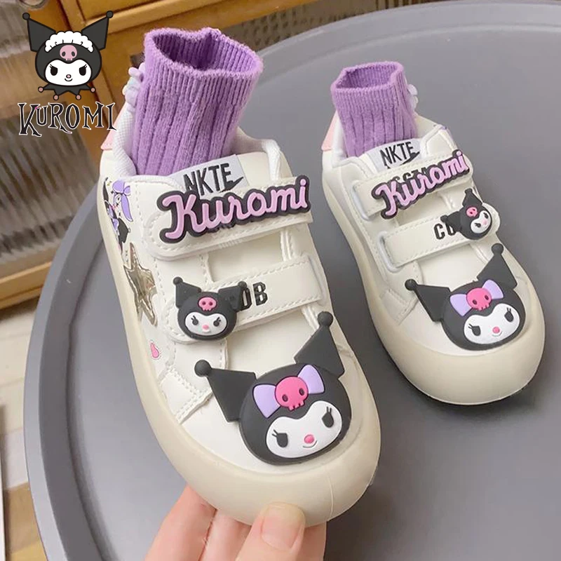 Anime Kawaii Sanrios Kuromi Sports Kids Sneakers Comfortable Soft Bottom Girl Casual Shoes Outdoor Soft Toddler Travel Shoe Gift