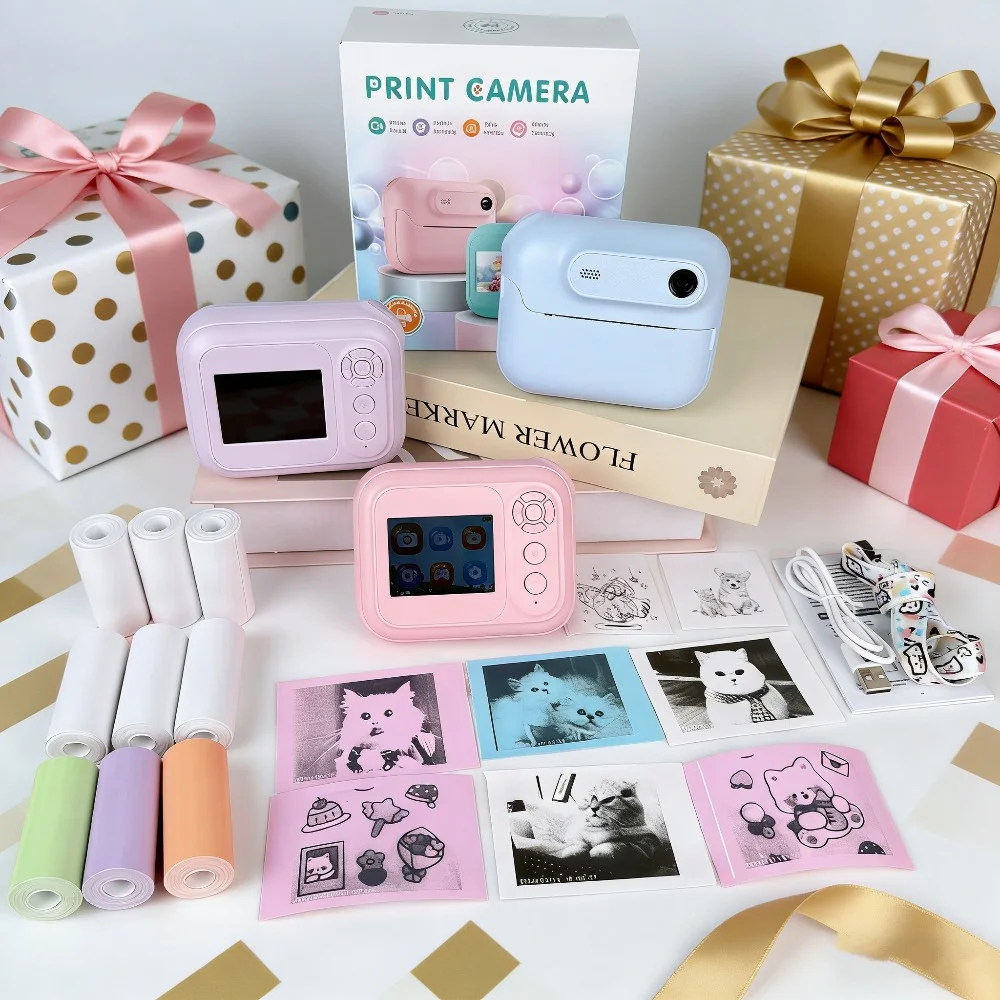 Instant Print Camera HD Digital Camera Support 17 Languages Instant Photo Printing Camera 1300mAh for Girls Boys Birthday Gifts