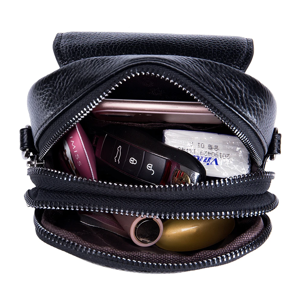 Cowhide simple versatile Genuine Leather Handbags Shoulder Bag Woman Crossbody Bag multi-function mini vertical mobile phone bag