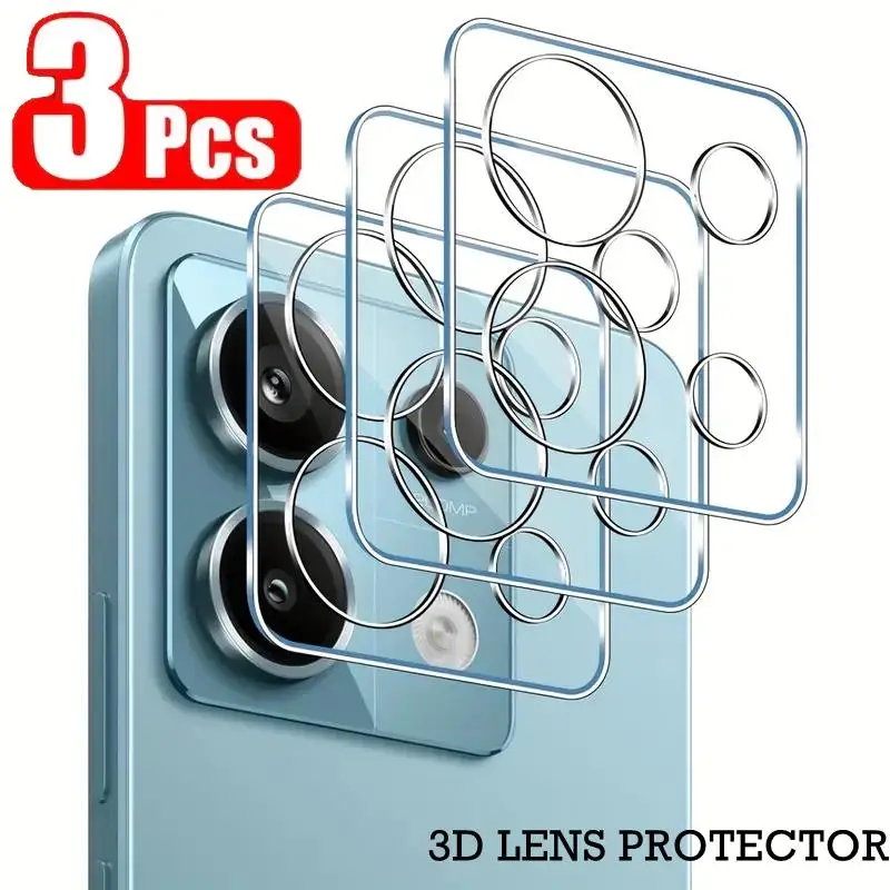 3Pcs Clear 3D Lens Protector For Xiaomi Mi 13T 14T Pro Poco X6 X7 F6 Pro Camera Tempered Glass Cover Full Protection