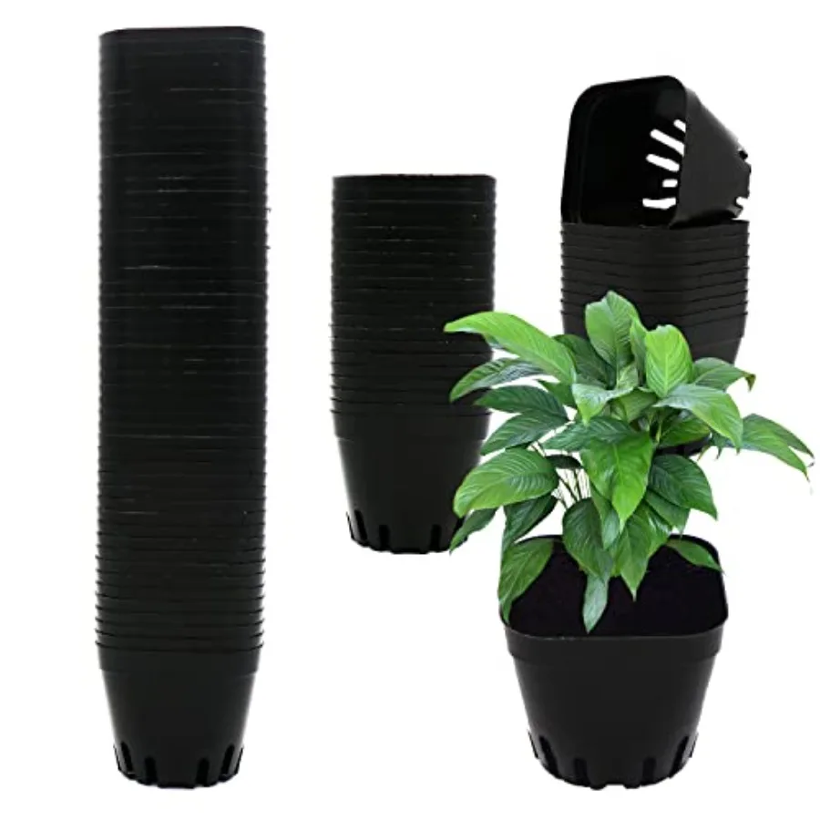 

2.5 Inch Plastic Plant Nursery Pots 100 Pcs Seedlings Flower Plant Container Black Seed Starting Pots for Succulents Plants Veg