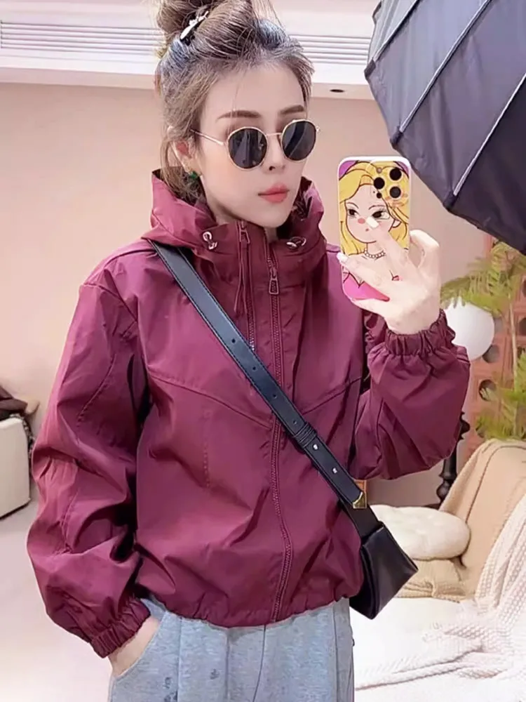 Women Jacket Short Style Coat 2026 Autumn Hooded New Top Submachine