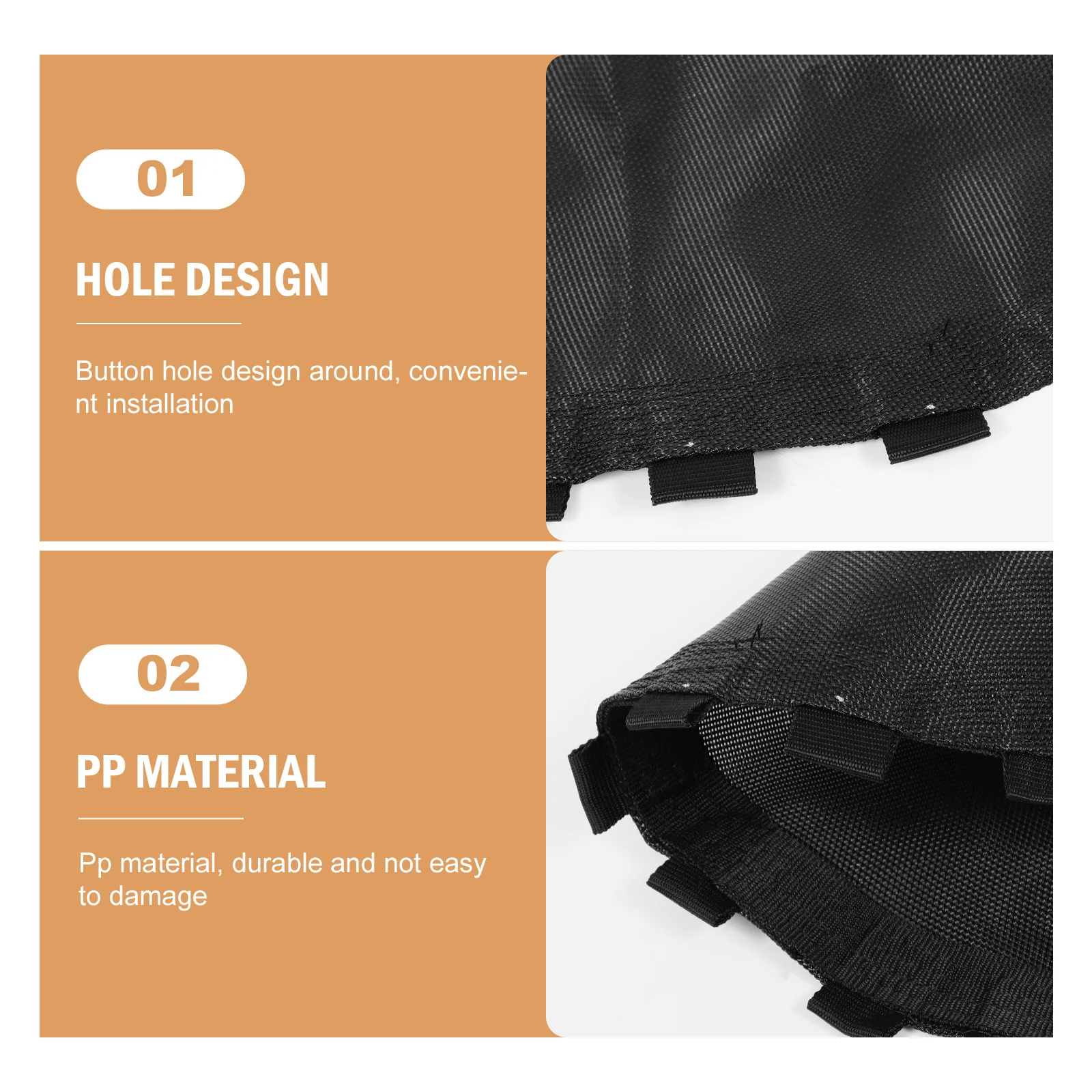 

1pc Trampoline Replacement Mat Round Jumping Mat For Trampolines High-Density Mesh Cloth Durable Elastic Black Trampoline Supply