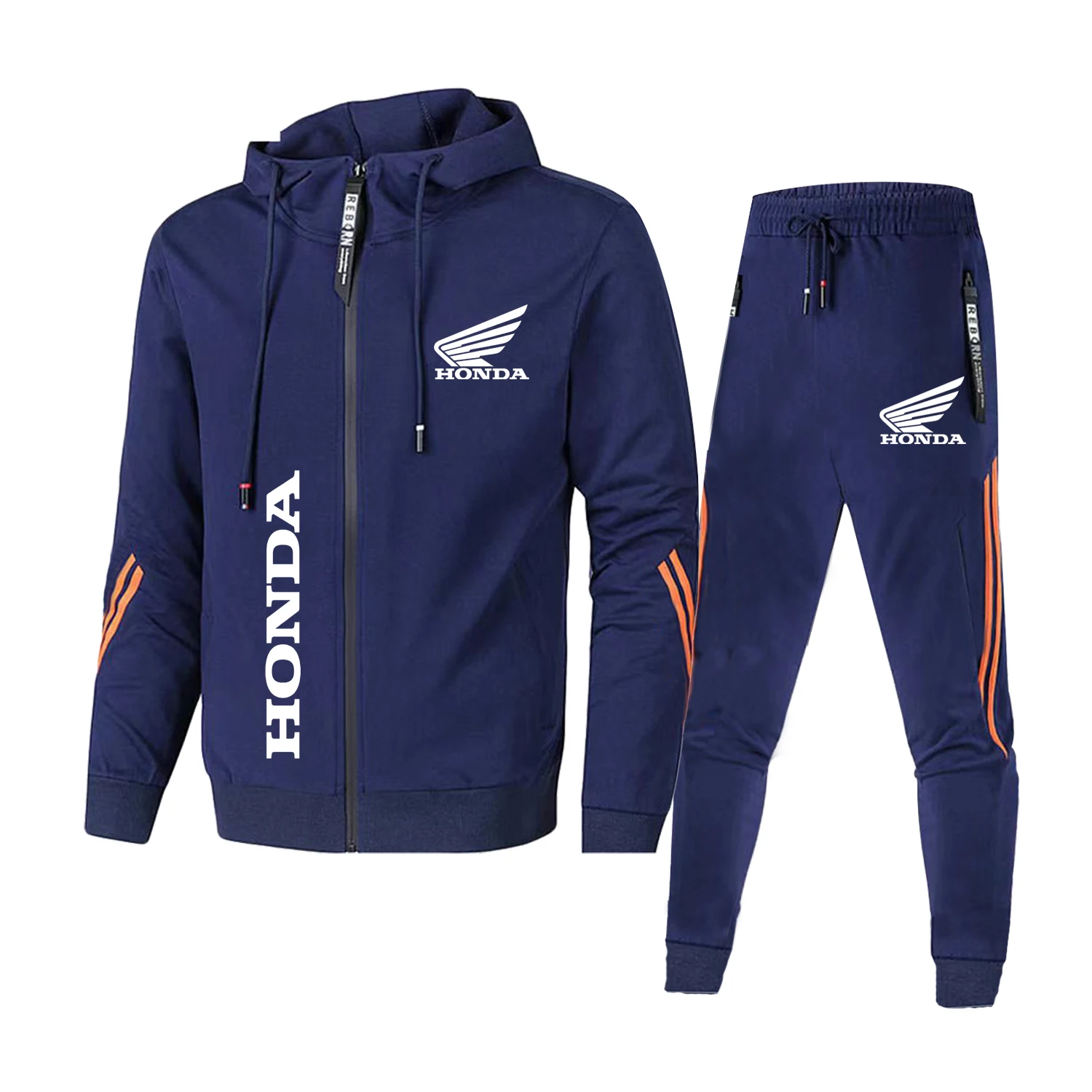 AliExpress Spring Autumn Honda Logo Printed Men set Sweatshirt Hoodies Honda Car Tracksuit Streetwear Male Fashion Outwear+Pants 2 Piece