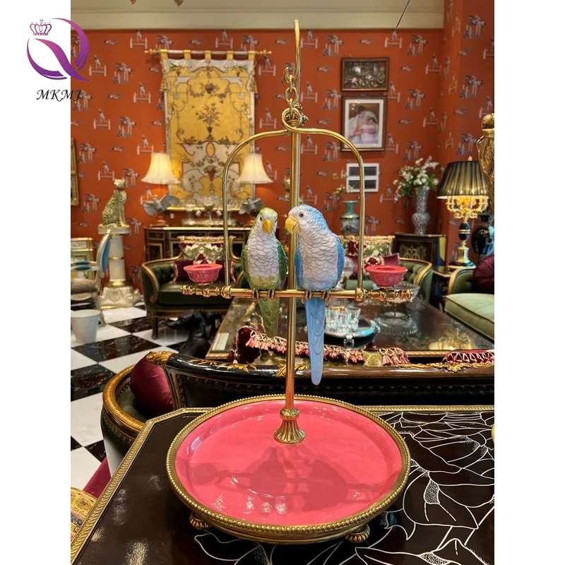 Classical Porcelain With Brass High-end Bird Tabletop Decoration Parrot Candle Holder For Home Decor