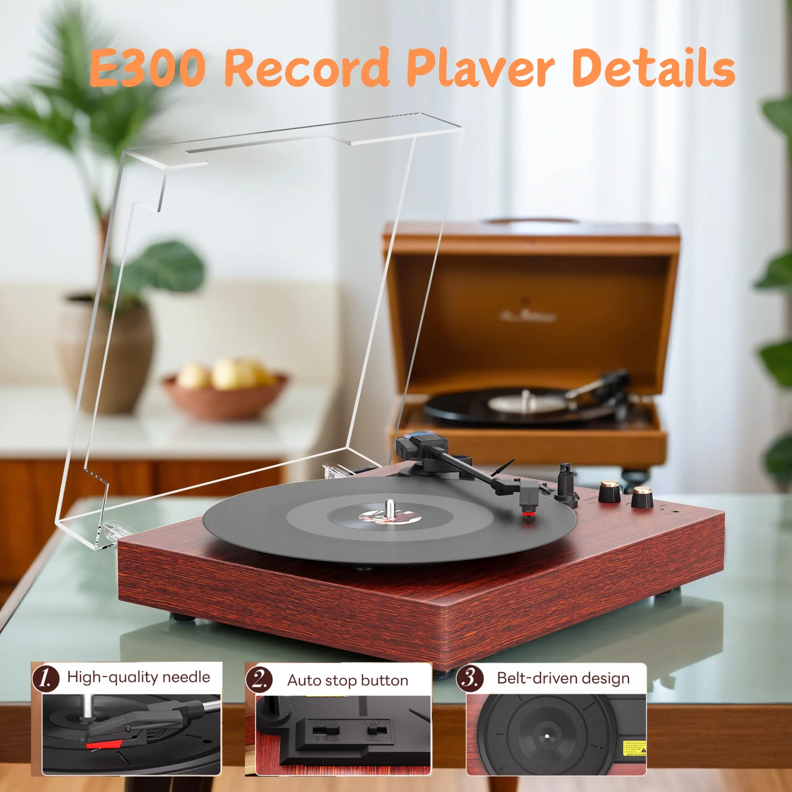

MAIO Record Player Portable Suitcase Audio with Built-in Speakers, 3-Speed Vinyl Spinner