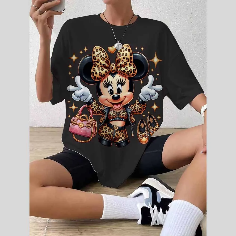 

Disney Mickey Mouse Print Summer Round Neck Clothes Pulovers Top Graphic T Shirts Casual T Shirt for Women Oversize T-shirt