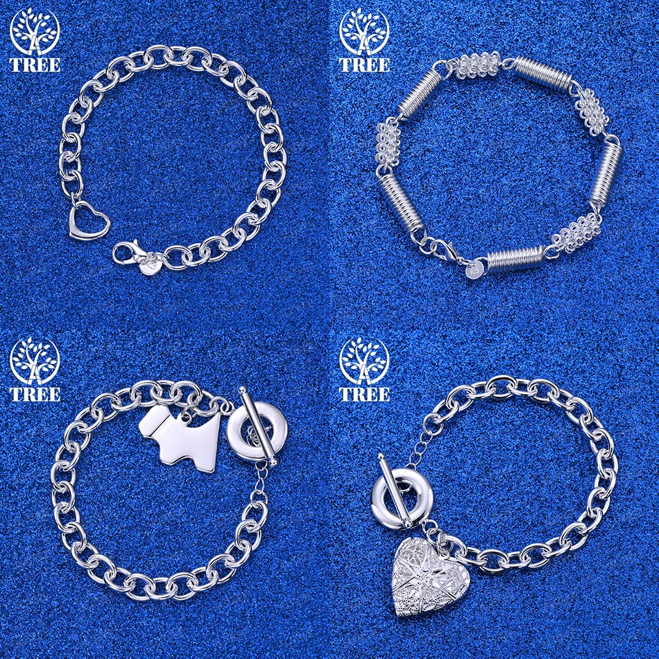 

Trendy Jewelry 925 Sterling Silver Hollow Heart Puppy Pendant Spring Chain Bracelets Women Anniversary Party Fashion Accessories