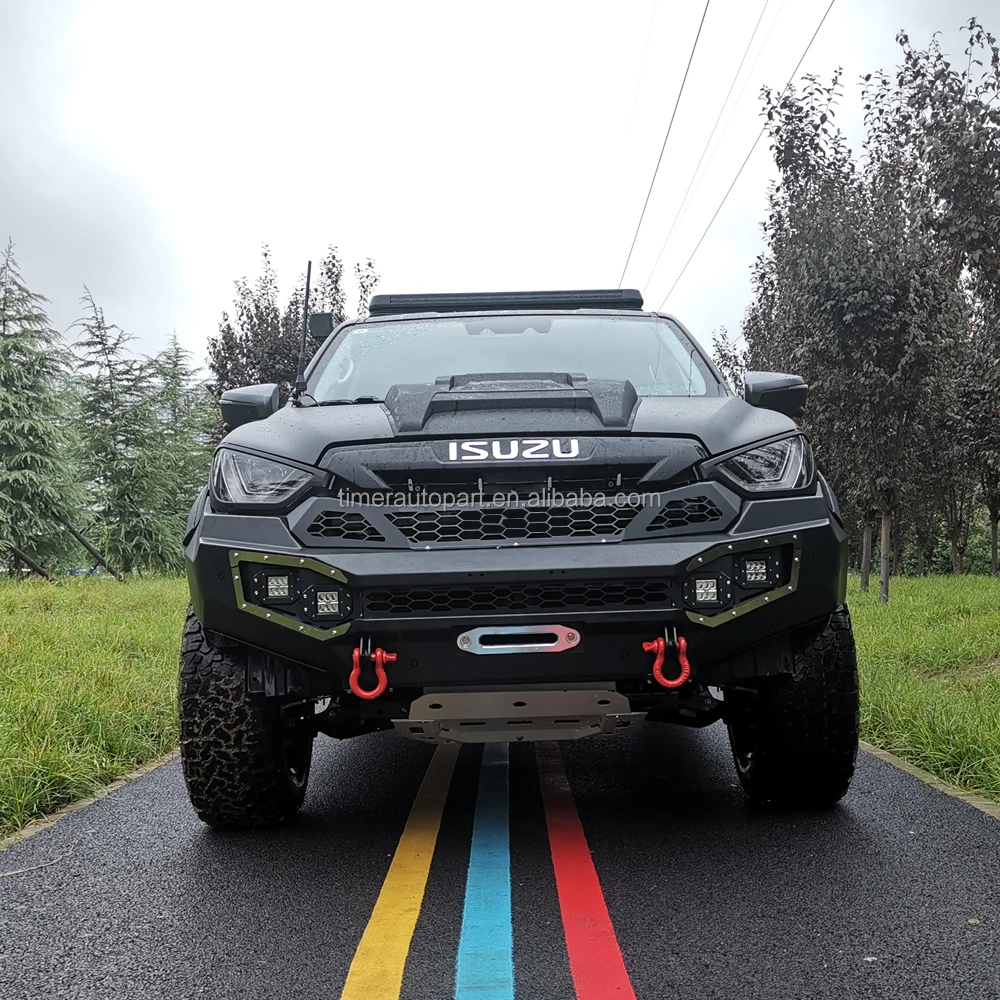 

2025 D-Max 4X4 Offroad Steel Bumper Bar with LED Lights Metal Front Bull Protection Hanger Frame with Winch Mount New Condition
