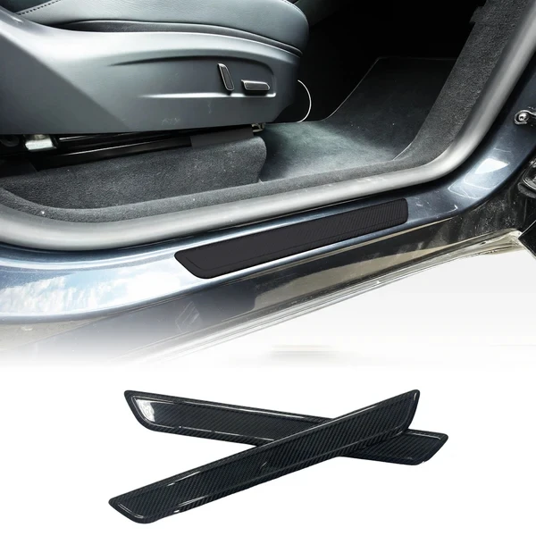 2 Pc Model Y Juniper Door Sill Protector Door Sill Threshold Scuff Plate Trim Real Carbon Fiber Modification for Tesla Interior