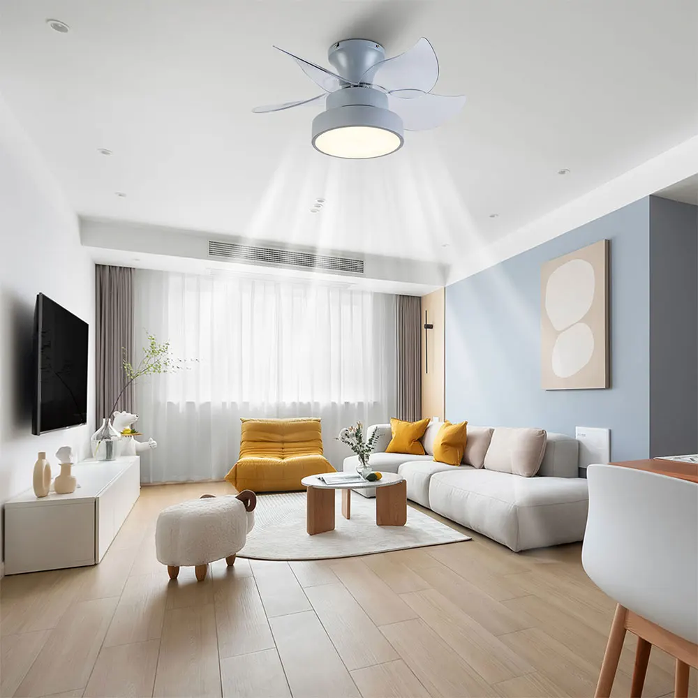 Ceiling Fan With Light, 6 Speeds Modern Ceiling Light with Fan, LED Ceiling Fan Light Remote Control AC 110-120V 35dB  or a living room, bedroom, dining room, corridor, office