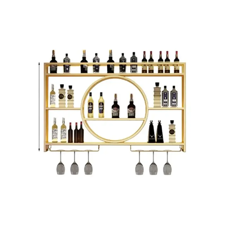 Montagem na parede rack de vinho armazenamento cozinha ouro sala estar exibição rack vinho europeu moderno botines de vino bar móveis