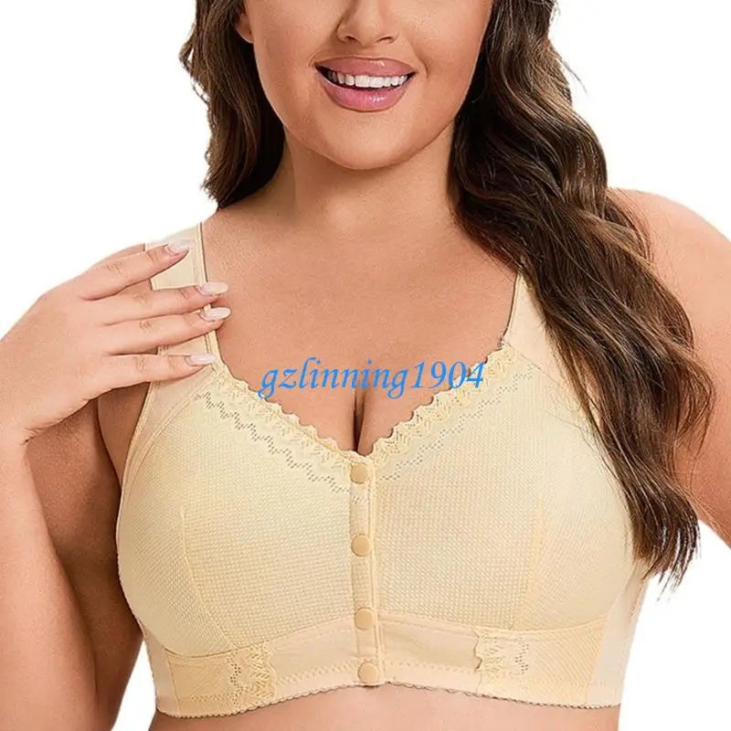 

L5YD Lift and Support Bra Senior Women Front Closure Breathable Wireless Comfort Bra