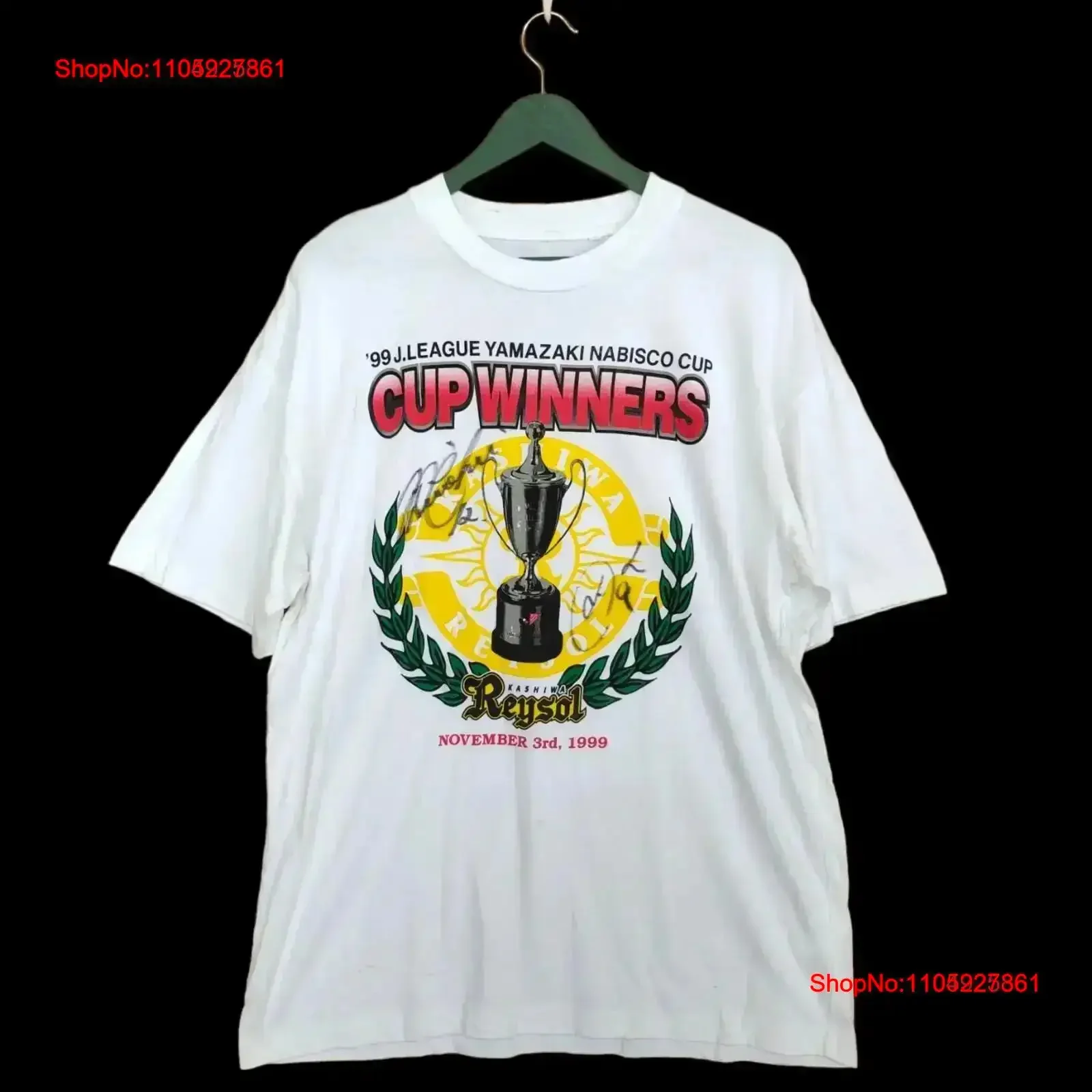 Camiseta Vintage del equipo J League Kashiwa Reysol de los años 90, ganadores de la Copa de Yamazaki Nabisco 1999, jugadores de firma originales, talla L vintage
