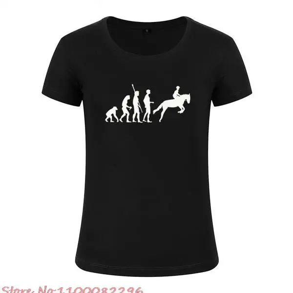 

New Ride A Horse T Shirt Women Short Sleeve O-Neck Cotton Riding Horse Evolution T-shirts Equestrian Girls Woman Tshirt