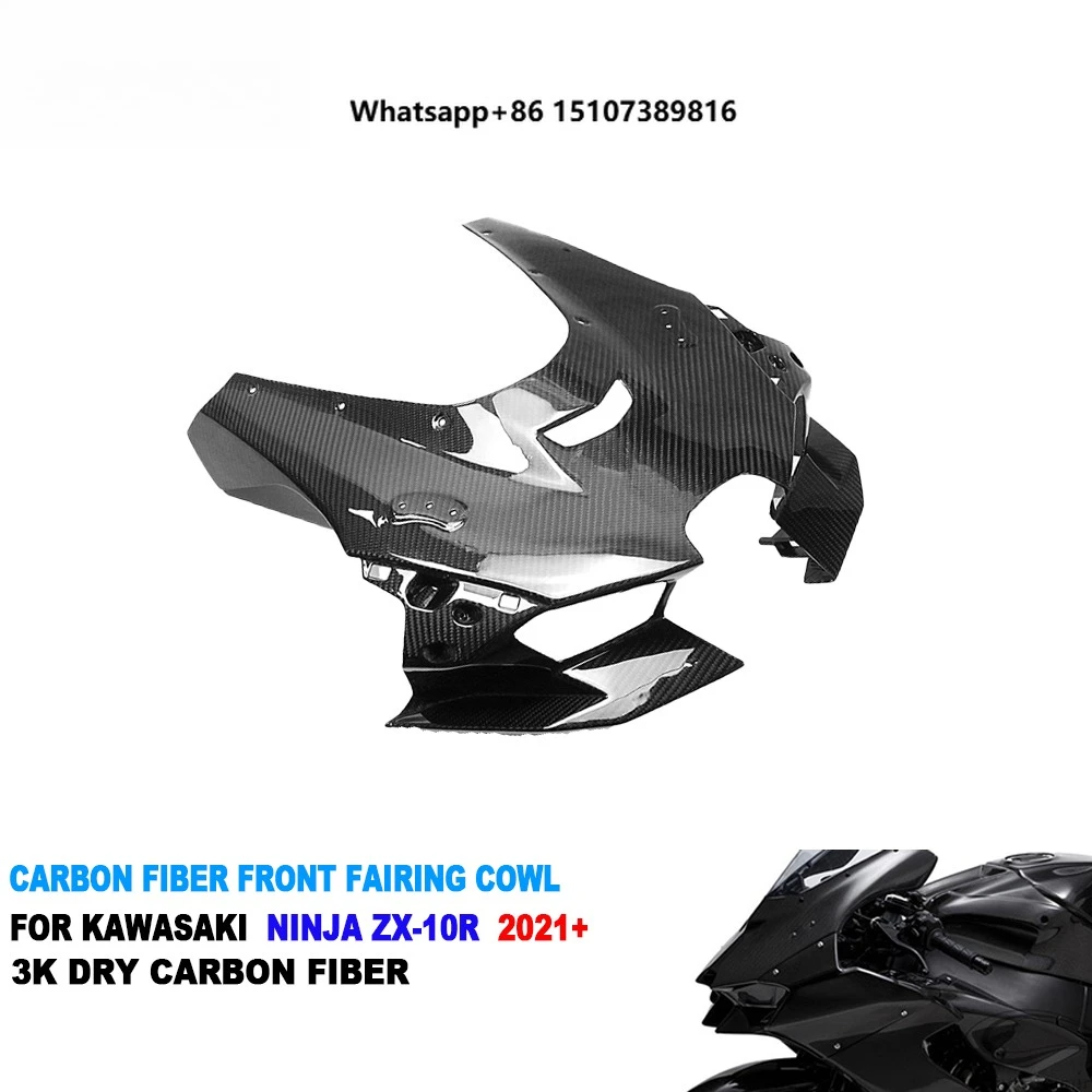 

100% Full 3K Dry Carbon Fiber Motorcycle Front Nose Headlight Fairing Cowl for Ninja ZX10R ZX-10R 2021-2025