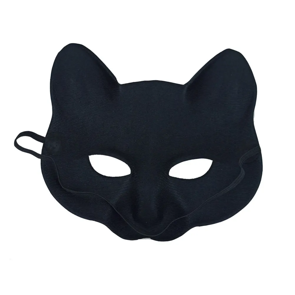 Cat Face Mask Halloween Cosplay Half Face Animal Design Non Fading Non Deformation Clear for Masquerade Ball Costume