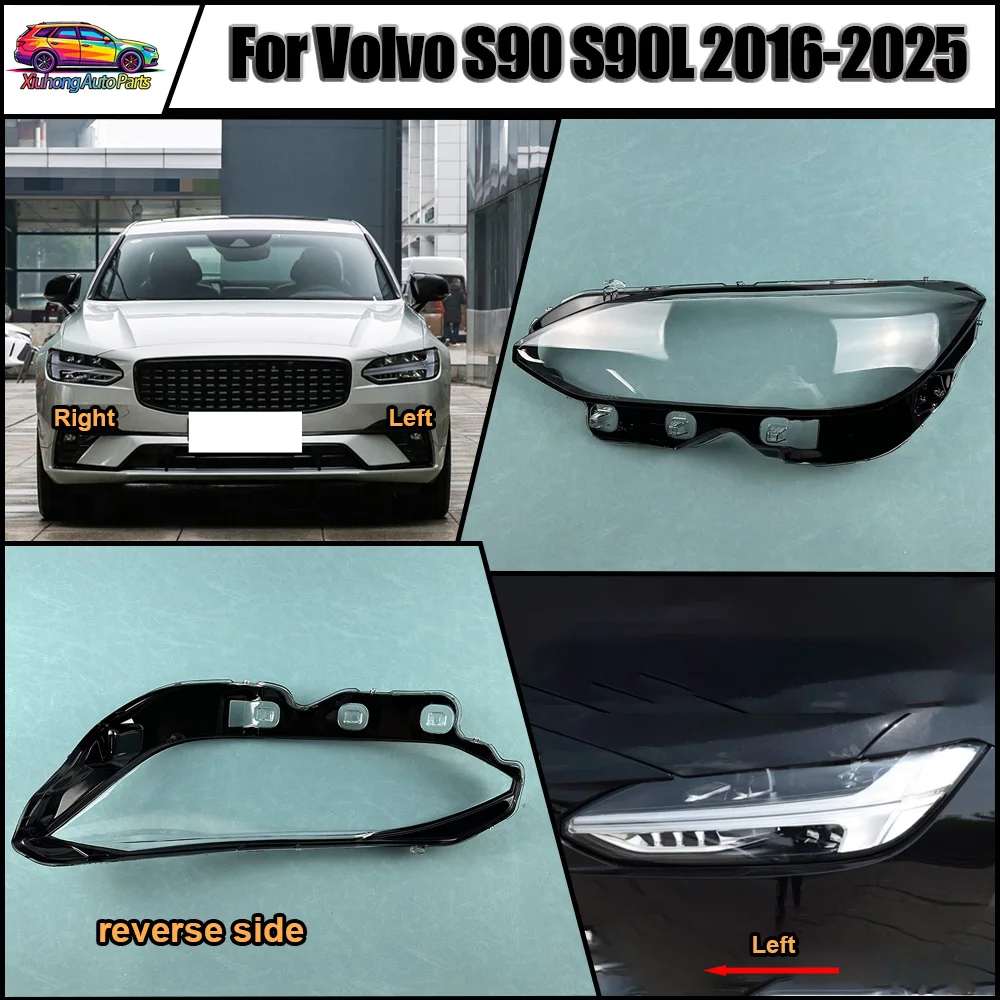 

Headlamp Cover Headlight Transparent Lens Lamp Shell Plexiglass Replace Original Lampshade 2016 2017-2025 For Volvo S90 S90L