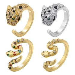 Leopard Head Rings for Women Dignified Temperament Jewelry Ring Curved Snake Men's Ring Fashion Jewelry Wholesale:VJ513