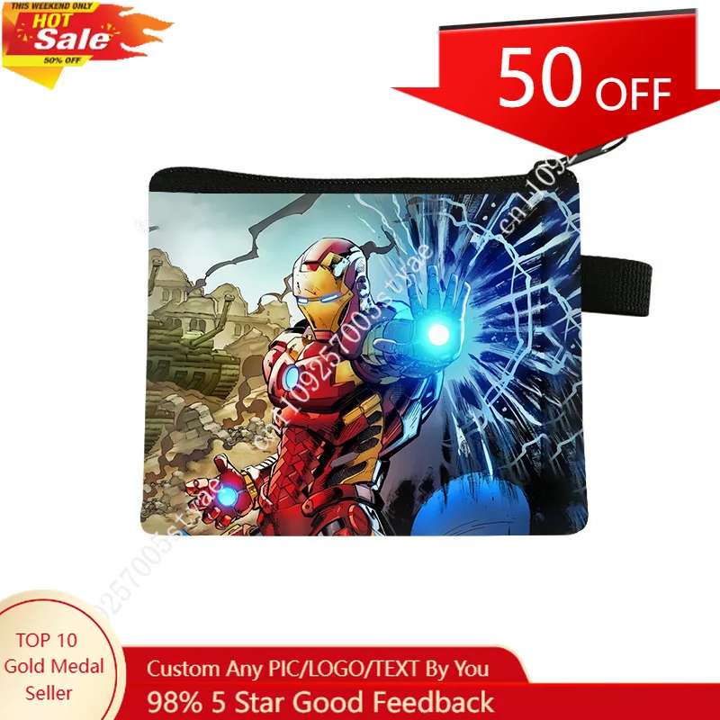 

Marvel Iron Man Coin Purse & Card Holder — Trendy, Portable Storage Pouch for Men and Women (Cartoon Print)