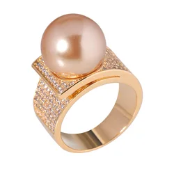 Bride Talks New Elegant Pearl Ring Fashion Women's Cubic Zirconia Crystal Luxury Bride Wedding Jewelry High Quality Party Gifts