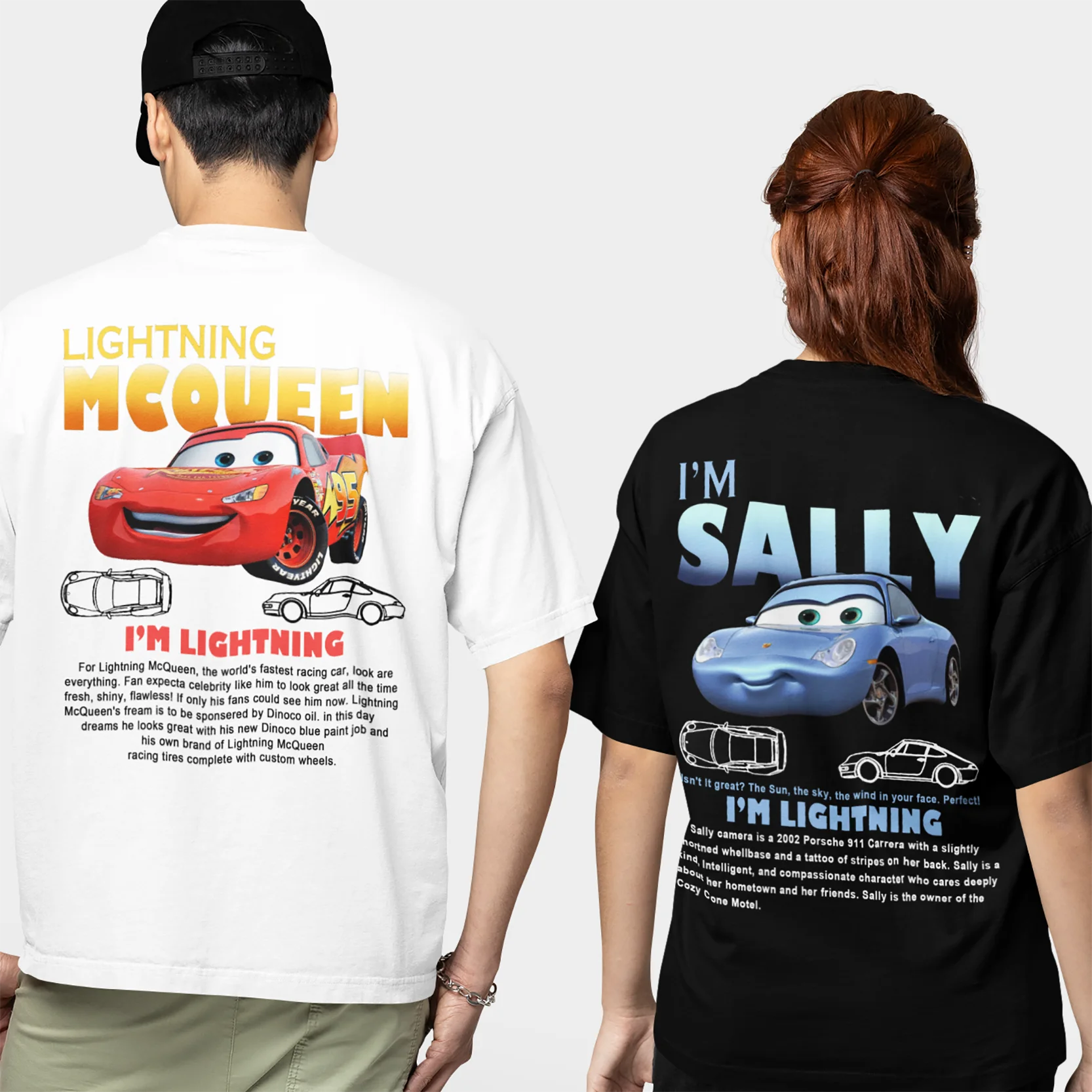 Fun Sally I'm Lightning Car Outfit T Shirt for Men Women Mcqueen Tee Shirt 100% Cotton New Arrival Clothing Love Gift For Couple