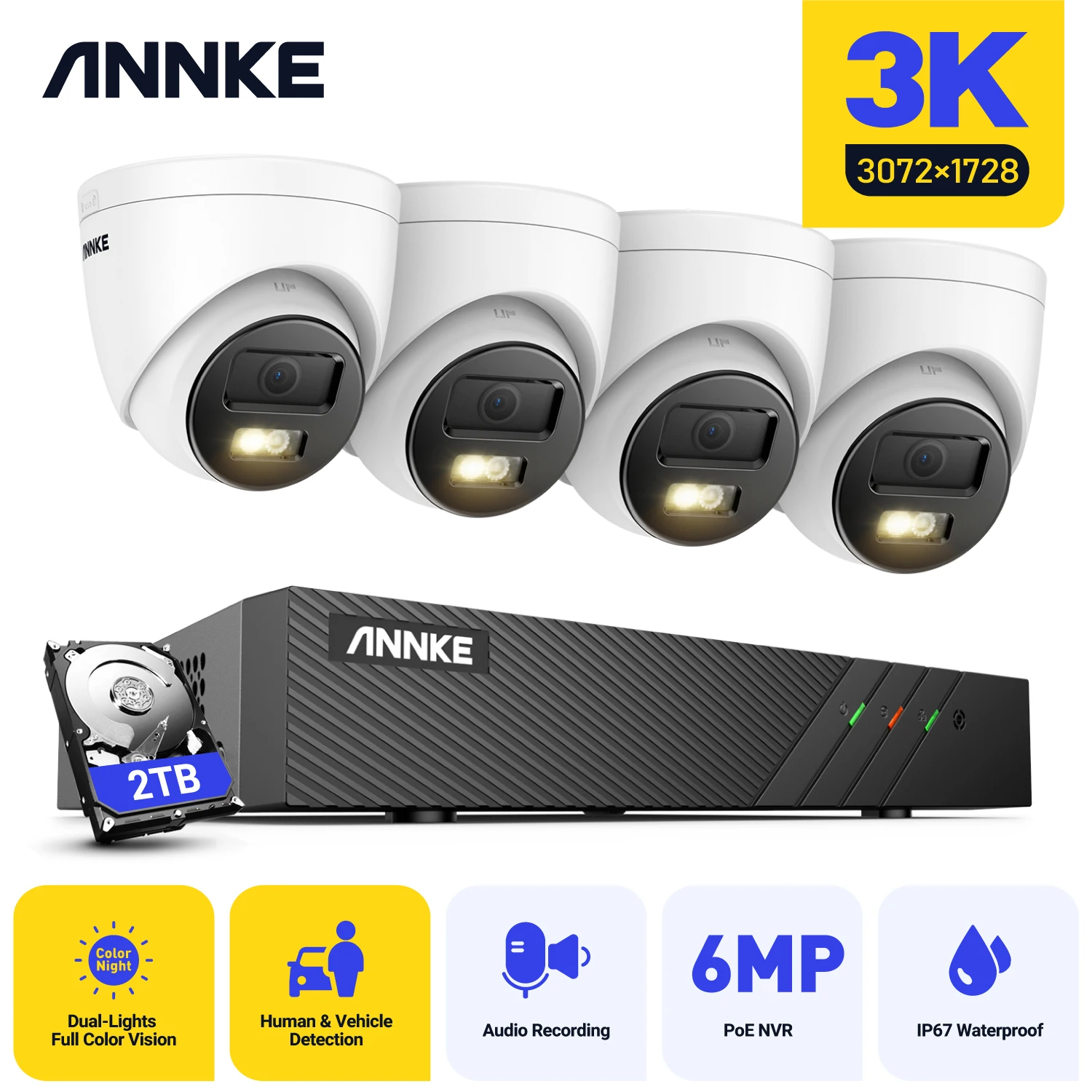 

ANNKE 8CH 6MP NVR Smart Dual Light Security Camera H.265+ Network IR Night Vision Motion Detection Video CCTV Surveillance Kit