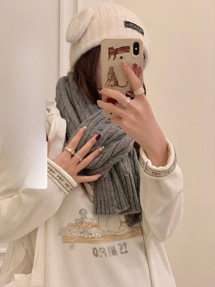 

White Towel Velvet Long Sleeve Print T-Shirt Women's Autumn Winter Warm Base Layer Shirt Comfortable Breathable Polyester...