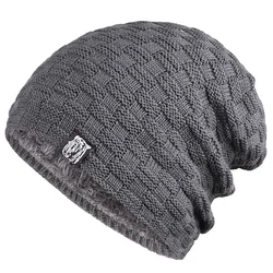 Winter Mannen Pluche Hoed Voering Mutsen Outdoor Sport Warm Houden Gebreide Skullies