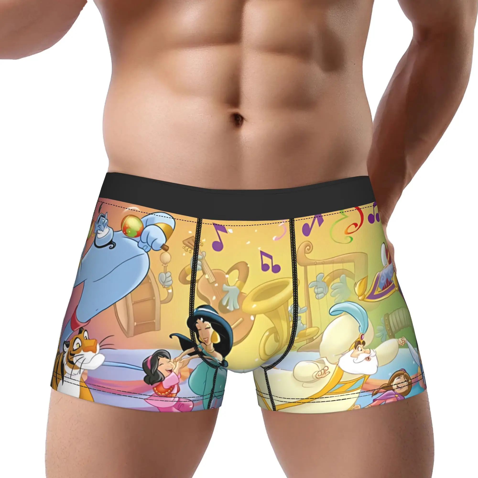 Calzoncillos tipo bóxer con estampado de personajes de Aladdin, ropa interior masculina transpirable, 1 pieza