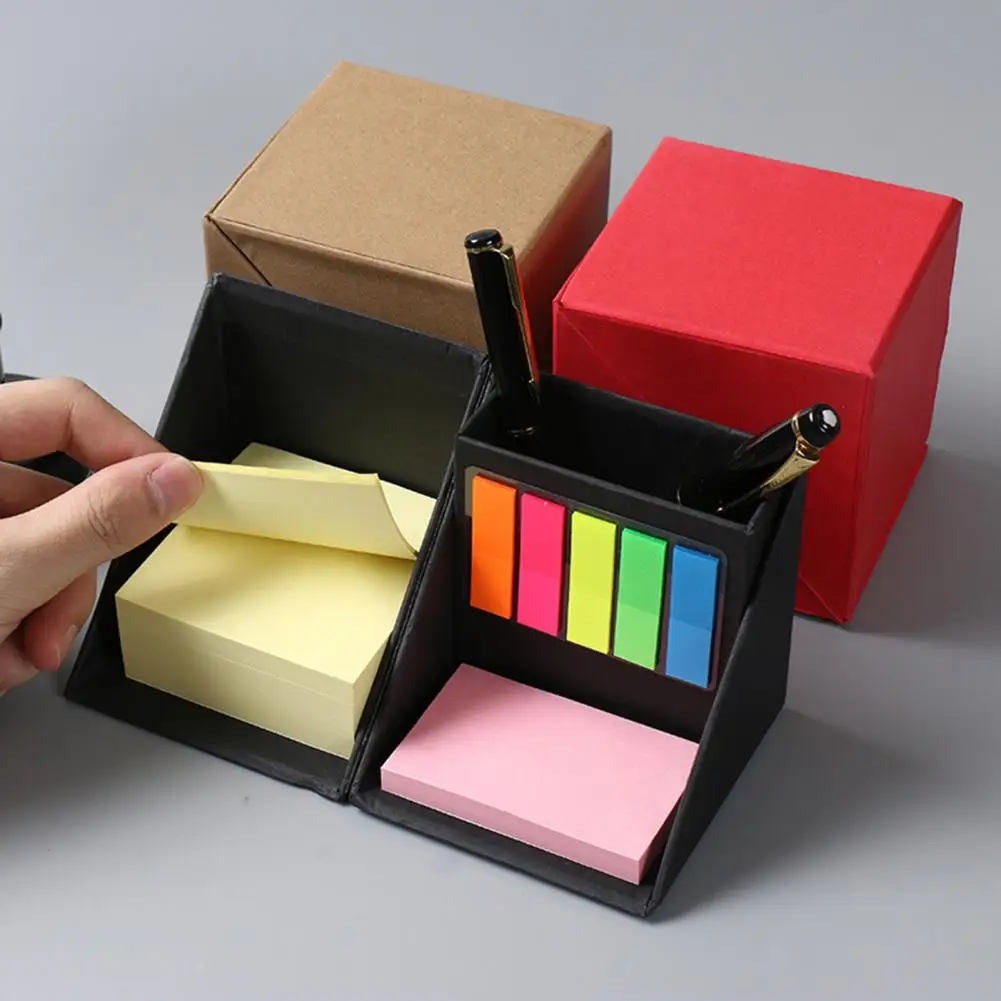 Notebook with Note Box Pen Holder Storage Thick Paper Smooth Writing Square Box Shape 500 Note Papers Note Organizer