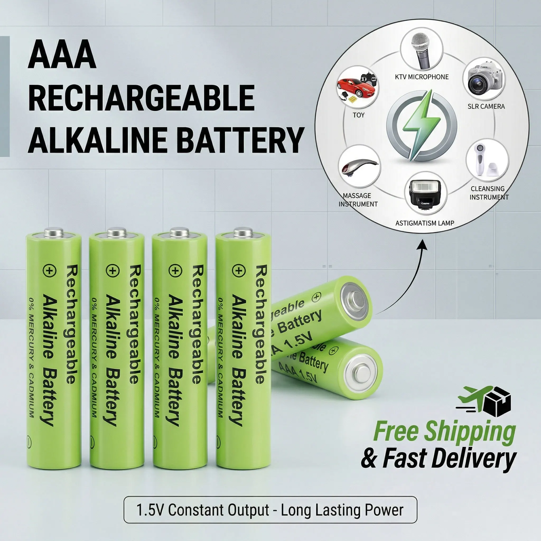 

Super High Capacity 3000mAh AAA Rechargeable Alkaline Battery 1.5V Stable Power for Digital Device Toy Remote Clock Radio Camera