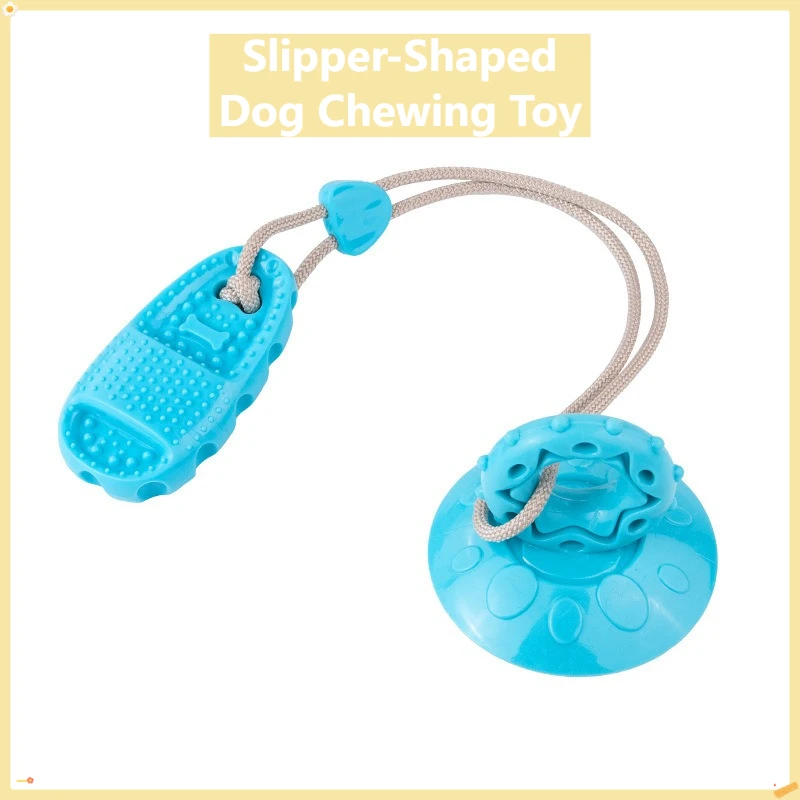

Suction Cup Dog Toy - TPR Bite-Resistant, Slipper-Shaped Chew Toy for Teeth Cleaning, Boredom Relief, Self-Playing, Medium Dogs