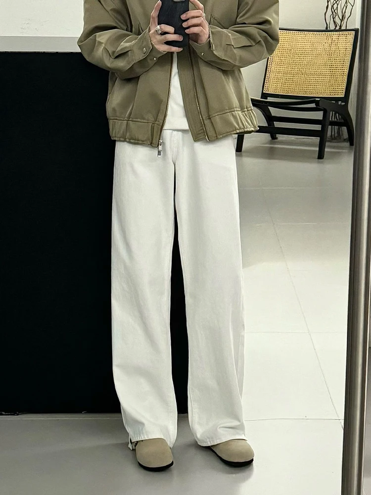 

White American Flared Jeans Men's Sle Cleanfit Haome High-End Feeling Pants Slim Straight Long Trousers Casual Wear