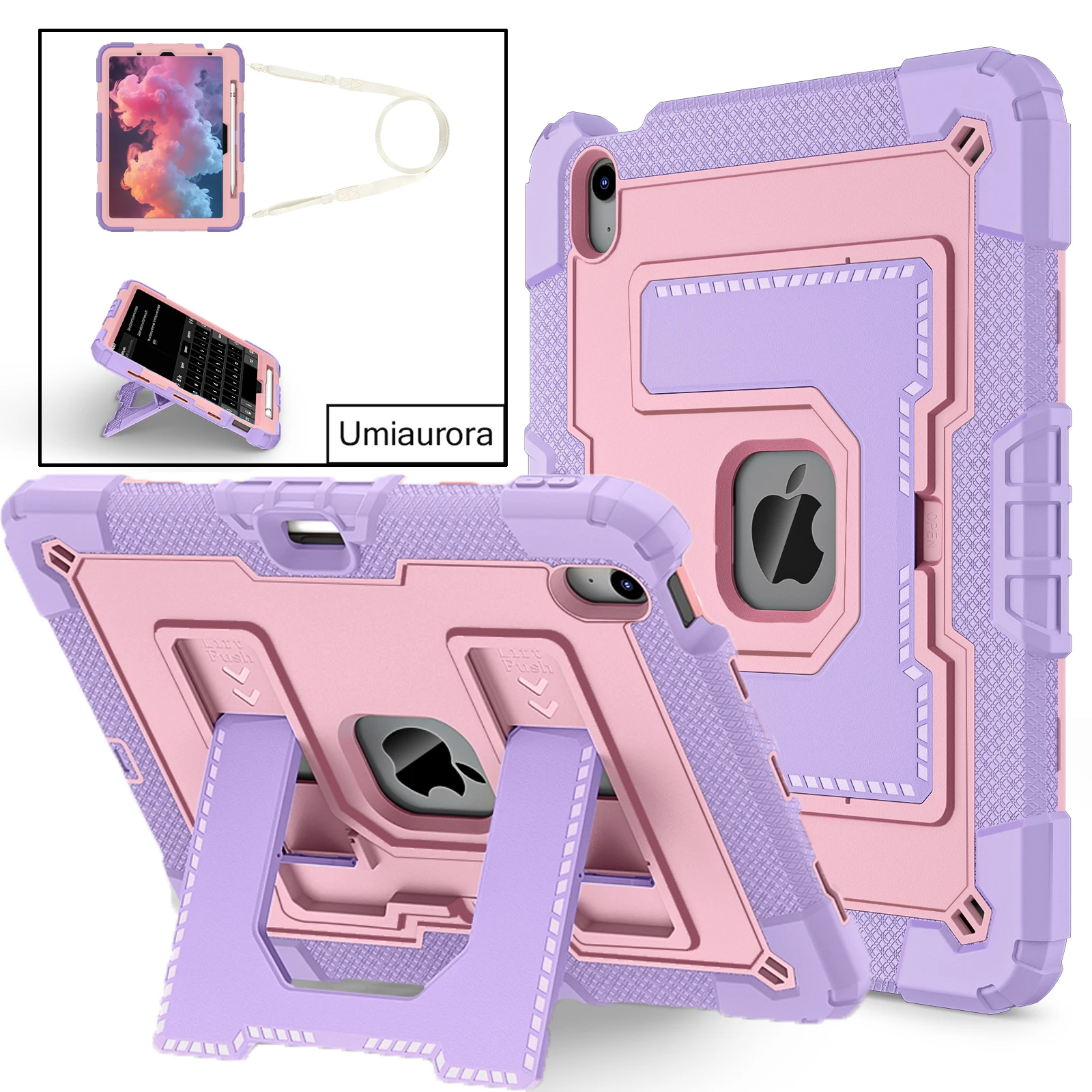 

For IPad Mini A17 Pro 8.3" Air 7 6 5 4 10.9 Air 11 inch M2 M3 Heavy Duty Rugged Tablet Case Stand Strap Shockproof Cover Funda﻿