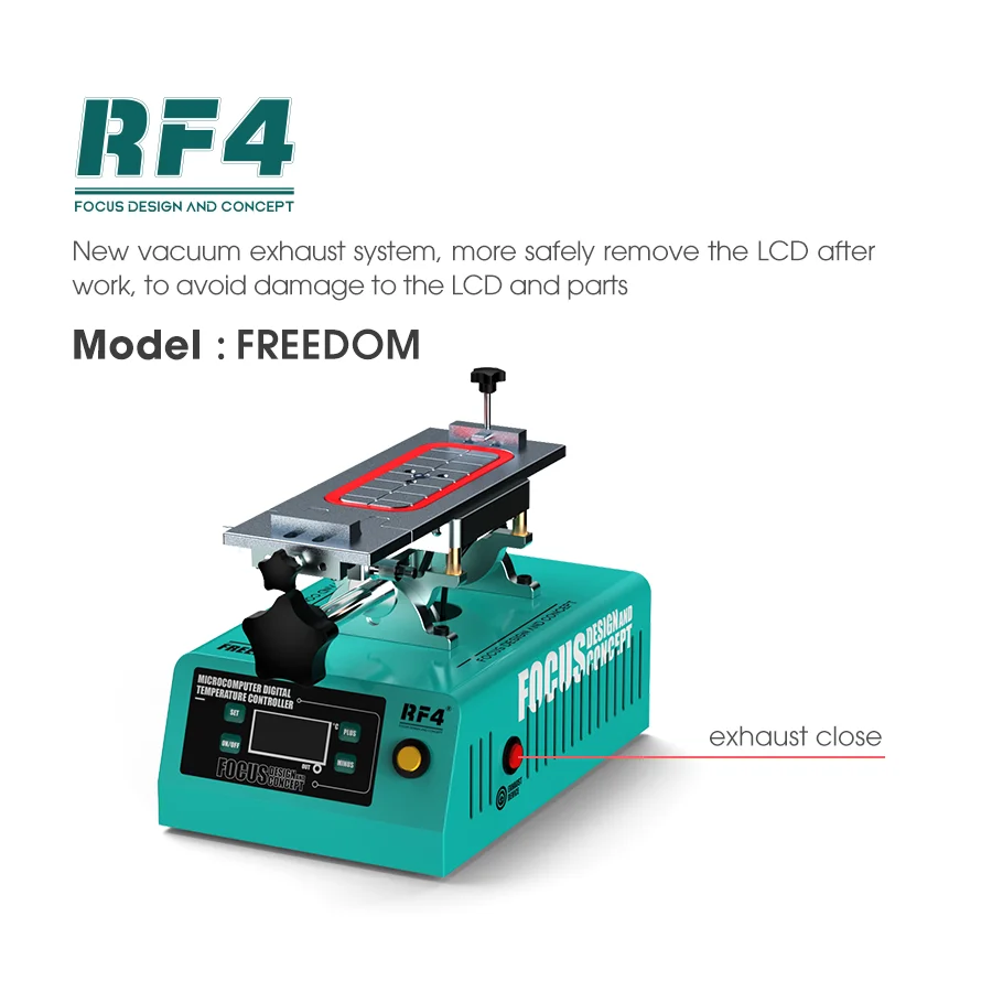 Bomba de vacío integrada RF4, supersucción de 360 °, máquina de mantenimiento de pantalla táctil de teléfono móvil, separador de LCD, RF-FREEDOM, 110/220V