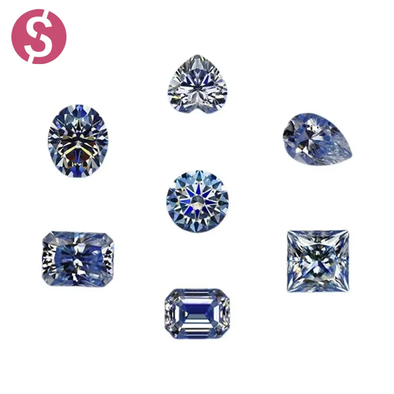 

Ледяные голубые муассанитовые камни + сертификат GRA, круглая/груша/овальная/изумрудная/сердце/принцесса/радиационная огранка для изготовления ювелирных изделий